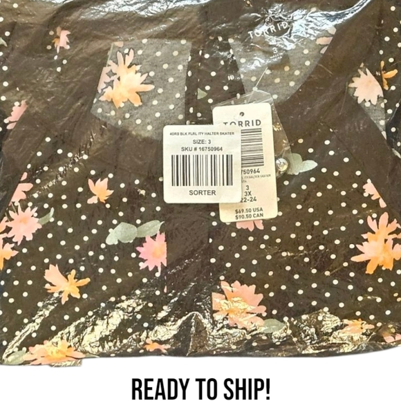 TORRID Plus Size Mini Studio Knit High Neck Floral Poka-Dot Skater Dress 3X - Picture 16 of 16